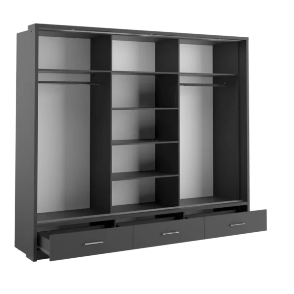 Karla Wardrobe - 3 Sliding Doors with Matt Finish Black - Image 3