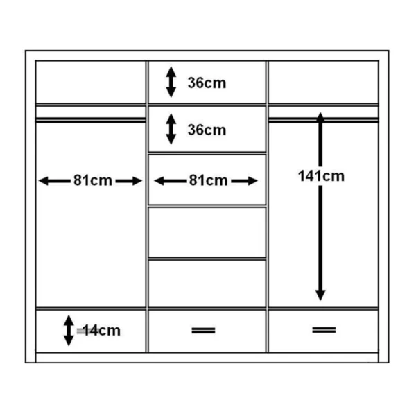 Karla Wardrobe - 3 Sliding Doors with Matt Finish Black - Image 8