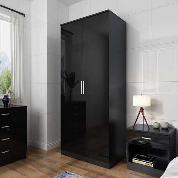 White Alina Bedroom Set - Wardrobe, Chest of Drawers & Bedside Table - Image 3