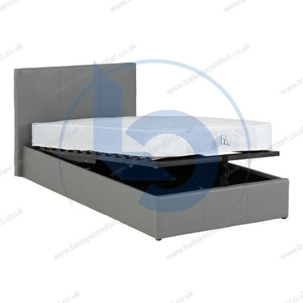 Single Leather Ottoman Storage Bed Frame - Image 2