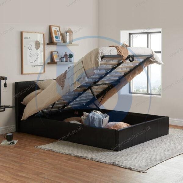 Single Leather Ottoman Storage Bed Frame