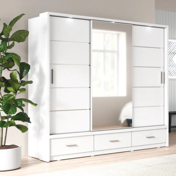 Karla Wardrobe - 3 Sliding Doors with Matt Finish Black - Image 4