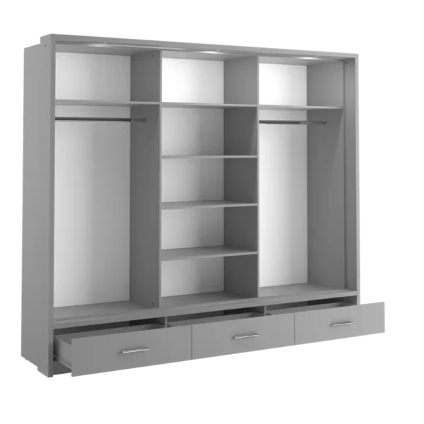 Karla Wardrobe - 3 Sliding Doors with Matt Finish Black - Image 7