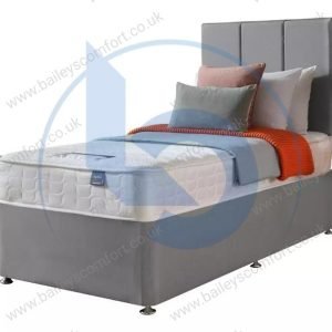 Single Divan Bed With Memory Orthopaedic Mattress and Headboard
