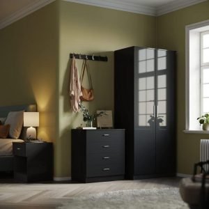 Alina Bedroom Set - Wardrobe, Chest of Drawers & Bedside Table