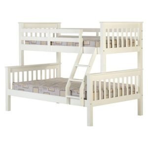 White Triple Wooden Bunk Bed