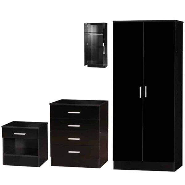 Alina Bedroom Set - 2 Door Wardrobe, Bedside Cabinet and Chest Of Drawer - Image 4