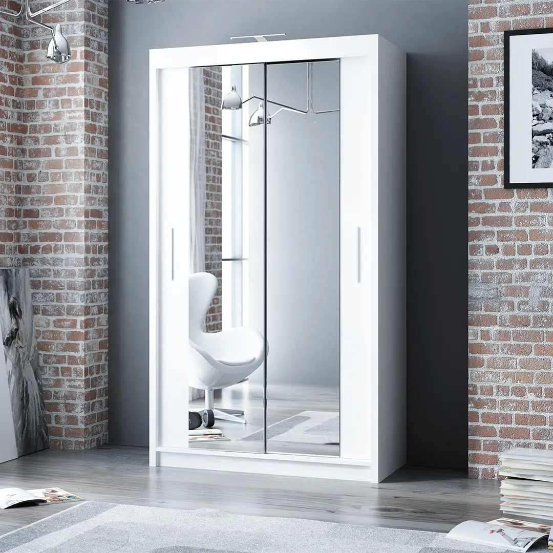 Berlin Wardrobe 120cm Wide - 2 Sliding Mirror Doors