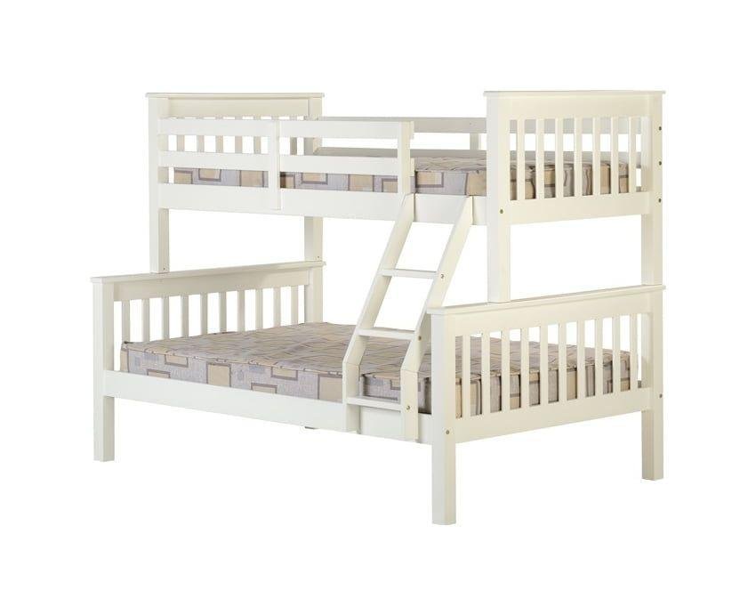 White Triple Wooden Bunk Bed